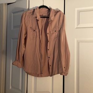 Universal Thread Light Pink Utility Flannel w/ Dark Brass Buttons, Size XL